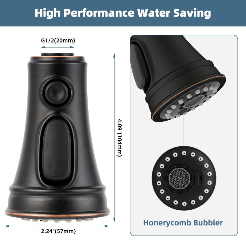 iFealClear Kitchen Faucet Replacement Head, Pull Down Spray Head 3 Modes Kitchen Faucet Sprayer Head Replacement Compatible with Moen, Delta, Kohler, 15 Adapters, Oil Rubbed Bronze - Image 4